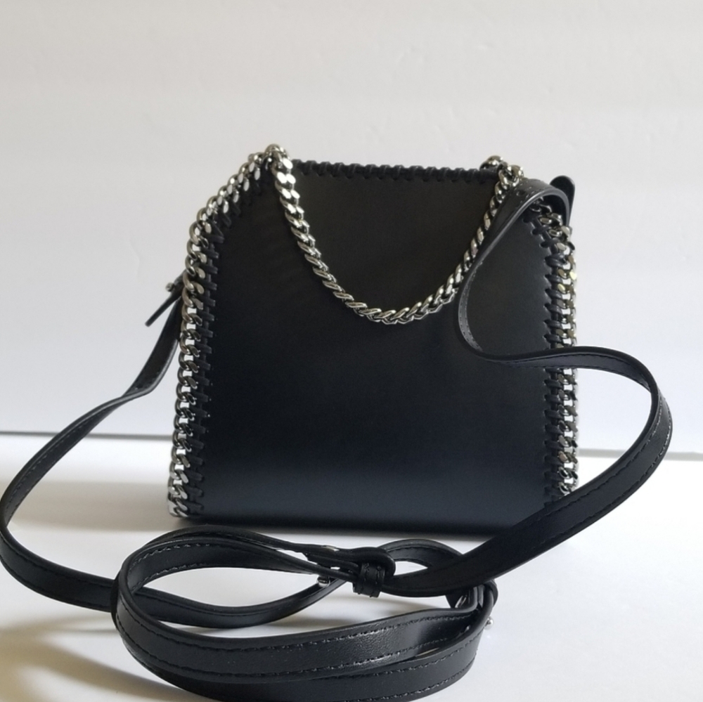 Stella McCartney Falabella Small Crossbody Bag Black Silver - Picture 6 of 10